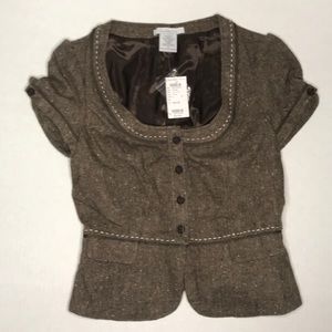 Charlotte Russe NWT BROWN TWEED BLAZER MEDIUM